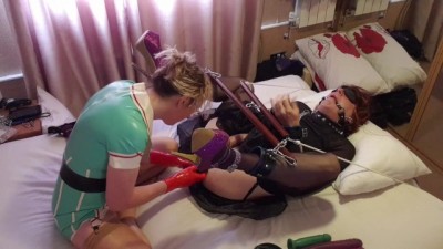 Latex Nurse Pegging her Bondage Sissy Slut.