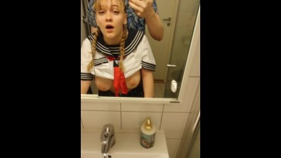 Schoolgirl gets creampied in bathroom
