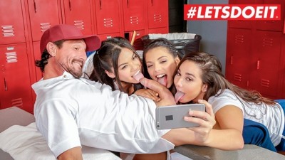 College Sisters Cum On Coach's Big Cock