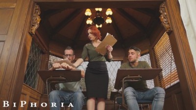 Hot Redhead Teacher Pegs her Student While He Fucks His Classmate