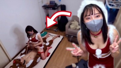 クリスマスにサンタコスプレした彼女は首輪で調教しながらグラインド騎乗位で中出しを求めてきました Japanese Christmas Creampie in Present Sex