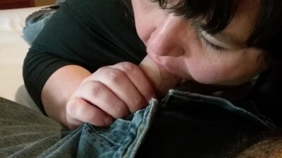 Chubby Wife gives blowjob