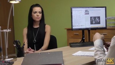 Long-haired Latina Inga comes to a Small Loan Company