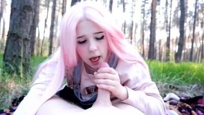 Cutie took me to the forest and gave cumming on yoga pants me a hot blowjob