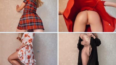Sexy aletta ocean fan trying of dresses without lingerie