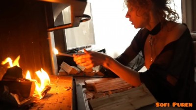 The nymph gets fucked by the fireplace, in the arab porn snapchat ass and pussy
