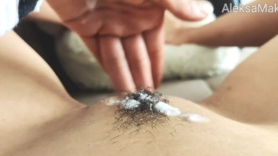 sexy chubby solo Masturbates Hairy Wet Pussy pov closeup