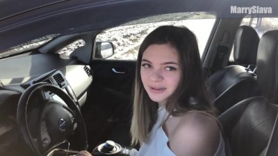 HOT PUBLIC SEX IN a CAR - in the Middle of the Winter Field