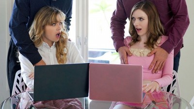 Stepdads Punish Naughty Cutes River and Celestina for Poor Grades