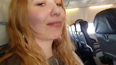 PUBLIC AIRPLANE Handjob and Blowjob