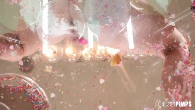 Sexy Cake Sitting & Vibrator Play with Busty Brunette