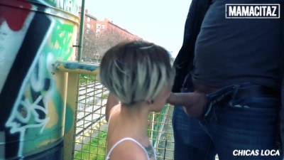 Petite Spanish Firecracker Mey Madness Rides a Big Cock Outdoors