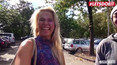 Tall Blonde Rides Big Black Cock on BUMSBUS - LETSDOEIT