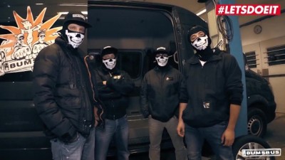 Double Trouble: Busty Babe Gets Pounded by Two Dicks in the Backseat